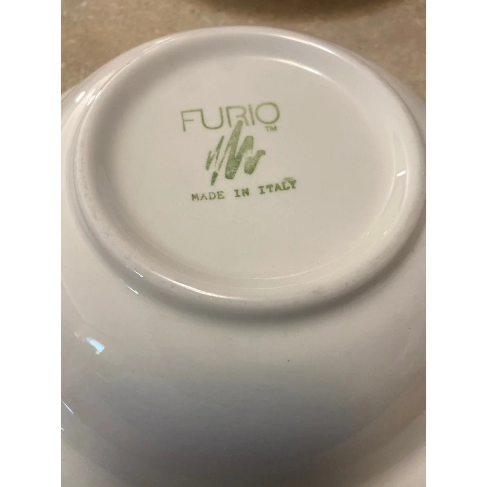 Furio Italy Hand Painted Ceramic Pasta Bowls Set of 4 Blue Purple Green 8.5